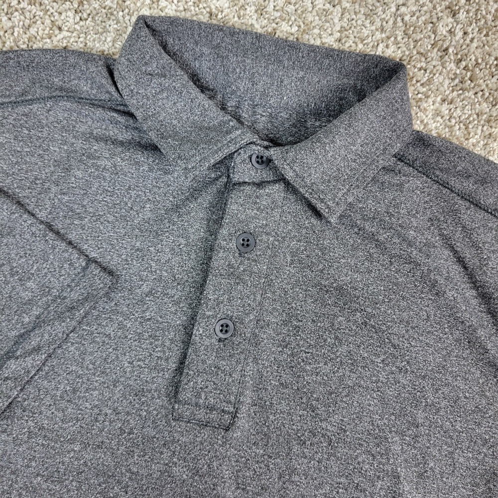 Quince Mens Medium Solid Gray Performance Stretch Polo Short Sleeve